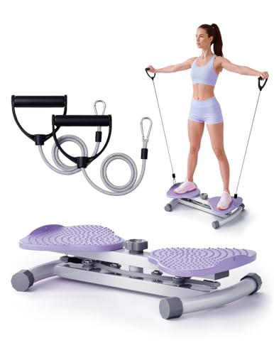 Waist Twister Machine Exercise, Ab Twist Board for Body Toning, Fat Burning, Supports 300 lbs, Noiseless, Anti-Slip, Compact Portable for Home, Gym, Apartment, Office - color: Purple