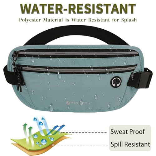 Slim Running Belt for Women Men Runners Fanny Packs With Phone Holder Hidden Pockets Exercise Waist Bag for Marathon Workout - color: Blue/T2085