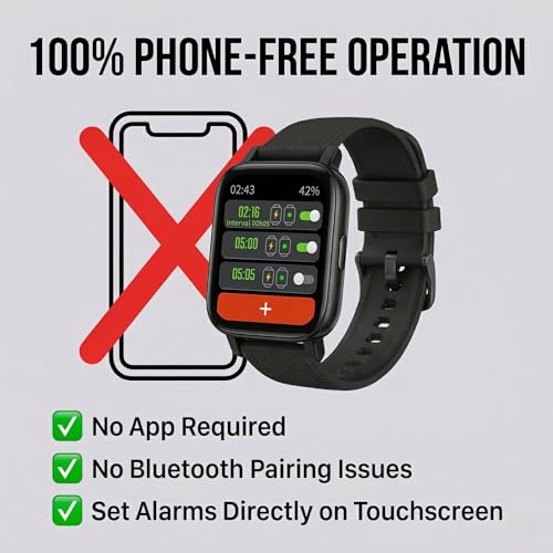 Electric Shock Alarm Clock Wristband for Heavy Sleepers - No App/Phone Required - Silent Vibrating & Impulse Wake Up Trainer - 10 Alarms, Touchscreen, 20-Day Battery, IPX4 Splash Proof