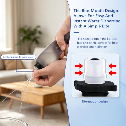 Handheld Running Water Bottle 350ml, Collapsible Silicone Water Bottle with Strap, Leak-Proof, for Running, Hiking, Cycling, Travel (Black) - color: Black