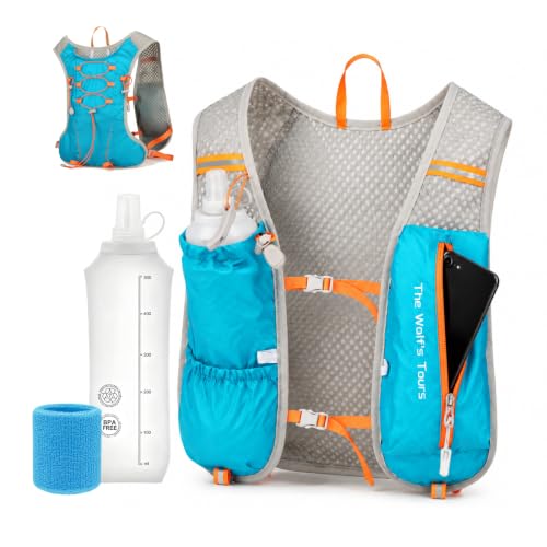 IEJ Running Hydration Vest with 500ml Soft Flask for Marathon - color: Blue