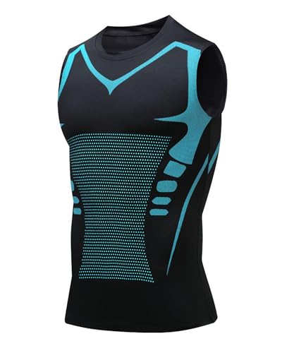 Compression Shirt Men Slimming Body Shaper Vest Crewneck Workout Tank Top - color: Black, size: 3X-Large