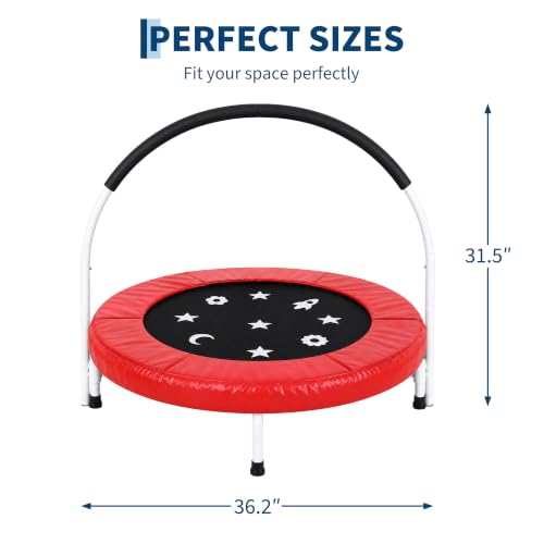 Garvee 36" Toddler Foldable Trampoline w/Handle & Safety Pad for Kids