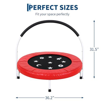 Garvee 36" Toddler Foldable Trampoline w/Handle & Safety Pad for Kids