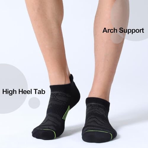FITRELL Men's 6 Pack Ankle Running Socks Low Cut Cushioned Athletic Sports Socks 7-9/9-12/12-15 - color: Black+gray-green-red, size: 7-9