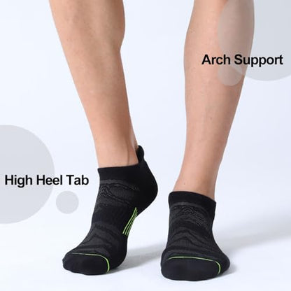 FITRELL Men's 6 Pack Ankle Running Socks Low Cut Cushioned Athletic Sports Socks 7-9/9-12/12-15 - color: Black+gray-green-red, size: 7-9