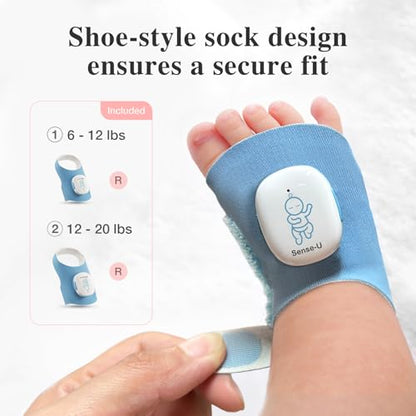 Sense-U Smart Sock Shoe 2 Baby Monitor – Tracks Heart Rate & Sleep Patterns with Transmissive PPG Foot Sensor, for 1–12 Months