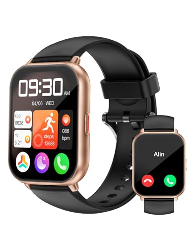 RUIMEN Smart Watches for Men Women (Answer/Make Call, 2 Bands), 1.8", BK/GD - color: Black/Copper