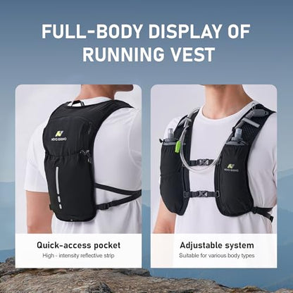 N NEVO RHINO Running Vest with 1.5L Water Bladder, Hydration Vest Pack - color: Black