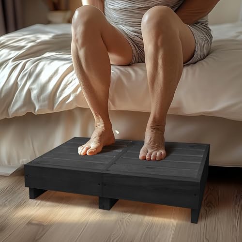 Wooden Step Stool 6” Height, Step Stools for Bed, Bed Steps for High Beds for Adults and Elderly, Step Stool for Bedroom, Kitchen, Living Room, Black - color: Black