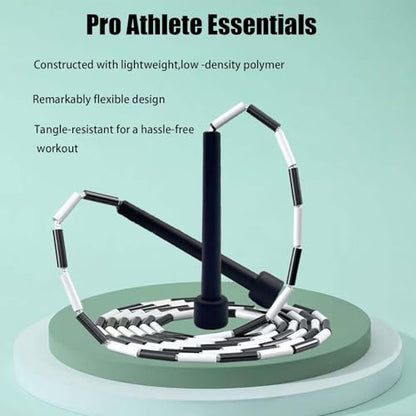 Tangle Free Beaded Jump Rope with Unbreakable Handles Enjoy Smooth Spins Adjustable Length and Your New Favorite Workout - color: Black and White (set of 2)