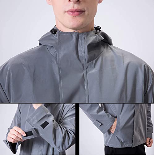 LZLRUN Mens Fully Reflective Jacket Outdoor Windbreaker Running Coat - size: Large