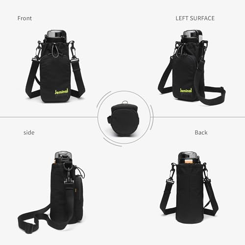 JEMINAL Water Bottle Sling Crossbody Bag with Strap, Small Cross Body Sling with Pockets for 20-40 oz Water Bottle, Keys, Cash, Phone - color: Black