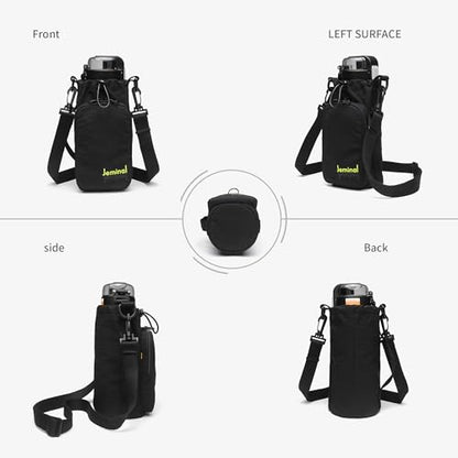 JEMINAL Water Bottle Sling Crossbody Bag with Strap, Small Cross Body Sling with Pockets for 20-40 oz Water Bottle, Keys, Cash, Phone - color: Black