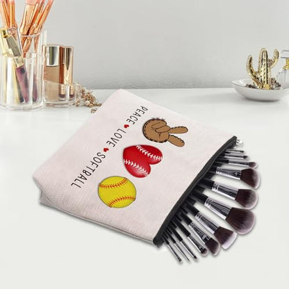 Softball Cosmetic Bag for Women, Birthday Gifts for Softball Lovers, Coach & Team - color: softball