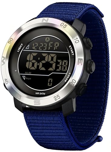 Pedometer Watches for Men Women Step Counter Watch No Phone No App Needed - color: Silver Blue