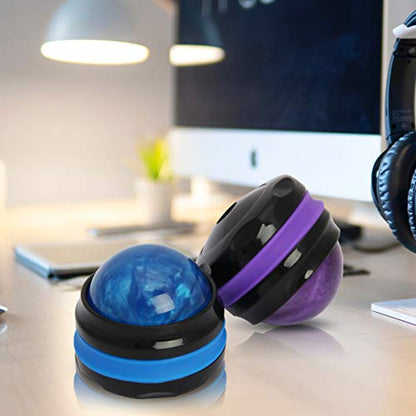 Coolrunner Massage Ball, 2-Pack Handheld Manual Roller Massager - color: Blue+purple