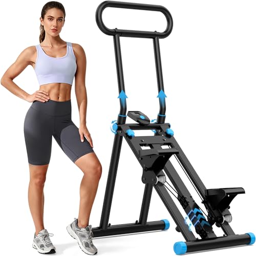 HXD-ERGO Stair Stepper, Upgrade 6-Level Resistance Stair Master with Adjustable Handlebar, Folding Stair Climber Workout Machine - color: Black&Blue