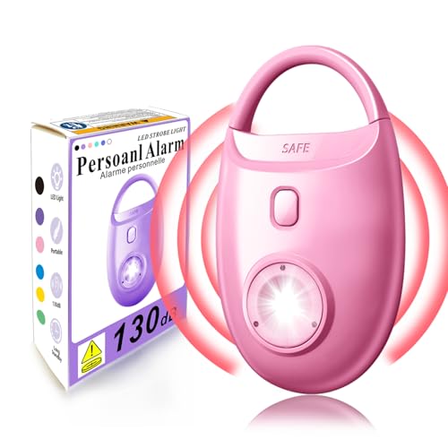 Safe Sound Personal Alarm, 130dB Loud Siren, Emergency Self-Defense Security Keychain with Strobe LED Light, Personal Sound Safety Siren for Women, Men, Children, Elderly - color: Pink