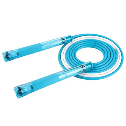 YUEDONG Jump Rope, Clear Handles, Dual Bearings, Kids Adults PE School - color: BLUE