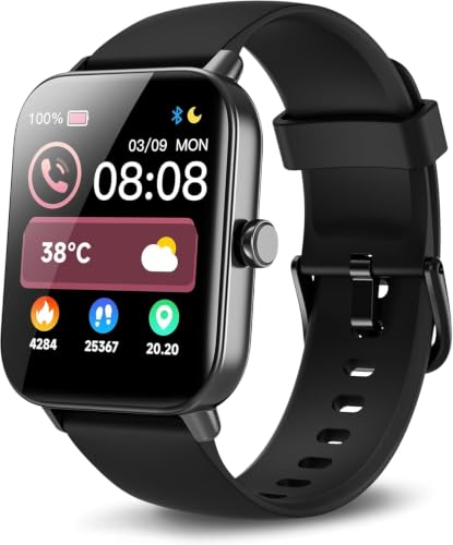 Smart Watches for Men Women, Alexa Built-in, 1.8" Smartwatch with Heart Rate/SpO2/Sleep/Stress, IP68 Waterproof Fitness Tracker with Bluetooth Call (Answer/Make), 101+ Sports Modes, for Android iPhone - color: Matte Black