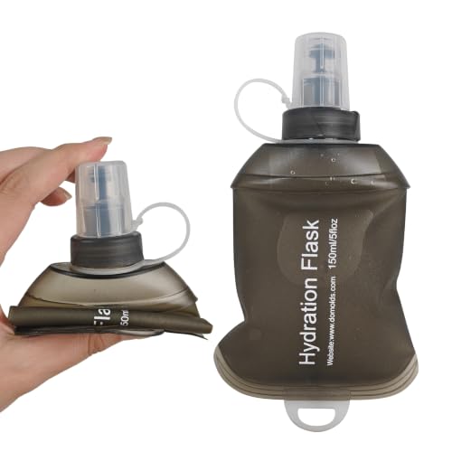 150ML Soft Flask, TPU Collapsible Soft Water Bottle for Hydration Pack, Running Vest, Leak-Proof Folding Water Bottle for Hiking Cycling Climbing Jogging- 1Pcs, Grey - color: 150ML Grey