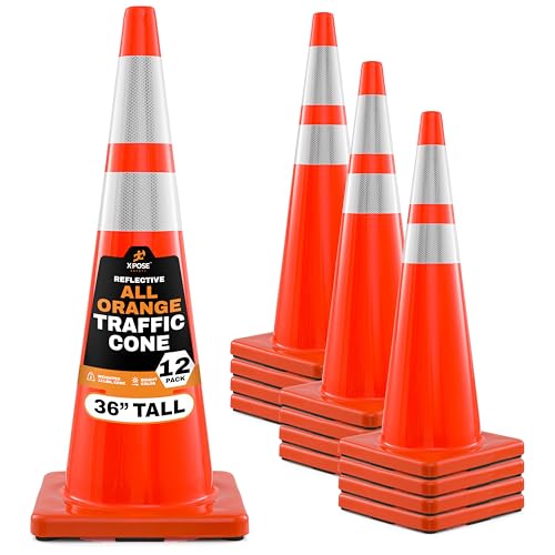 Xpose Safety 36 Inch Orange Traffic Cones - color: Orange, size: 36" 12lb. Cone