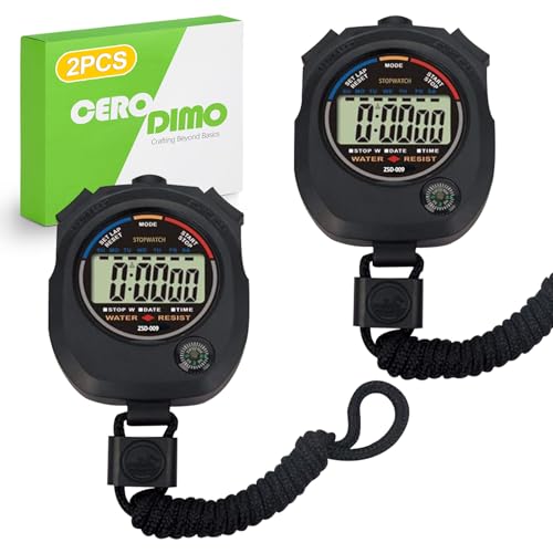 2 Pack Multi-Function Digital Stopwatch Timer, Large Display with Date, Time, and Alarm, Ideal for Sports, Coaches, Fitness, and Referees