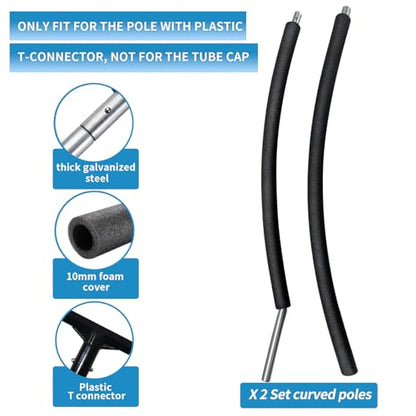 2 Sets Trampoline Curved Net Poles, Universal, 10 to 16 ft