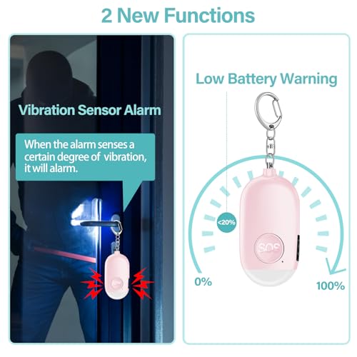 Hion Personal Safety Alarm for Women, 3 Pack Rechargeable 130dB Self Defense Alarm Keychain with LED Flashlight, Emergency Safe Sound Security for Children Elderly, Black+Pink+Blue - color: Black+pink+blue