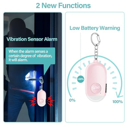 Hion Personal Safety Alarm for Women, 3 Pack Rechargeable 130dB Self Defense Alarm Keychain with LED Flashlight, Emergency Safe Sound Security for Children Elderly, Black+Pink+Blue - color: Black+pink+blue