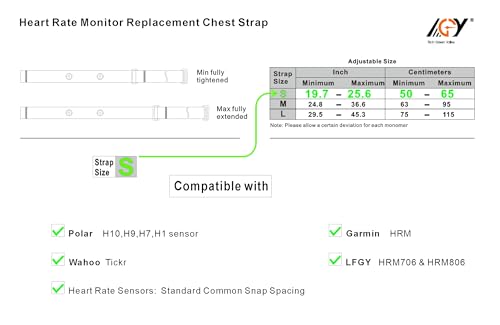 Heart Rate Monitor Replacement Chest Strap Fits for Polar H7 H1 Wahoo Tickr Garmin Chest Belt Small