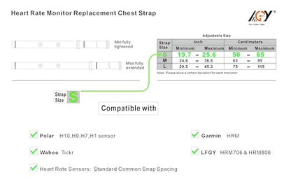 Heart Rate Monitor Replacement Chest Strap Fits for Polar H7 H1 Wahoo Tickr Garmin Chest Belt Small