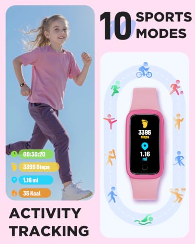 Vigor 3 Kids Watch Fitness Tracker, AMOLED Screen for Boys Girls Age 5-15 - color: Pink