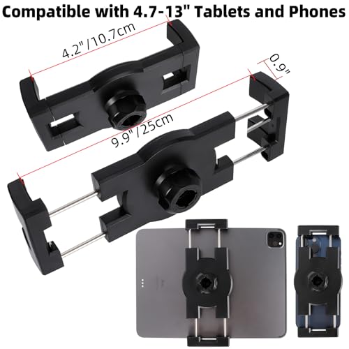 Dashboard Mount Tablet Holder for Truck, Heavy Duty Drill Base with Aluminum Arm Tablet Mount for Car, Wall, Boat, Desk, Compatible with iPad Pro Air Mini, 4.7-12.9″ Tablets and Phones (PTM-28)