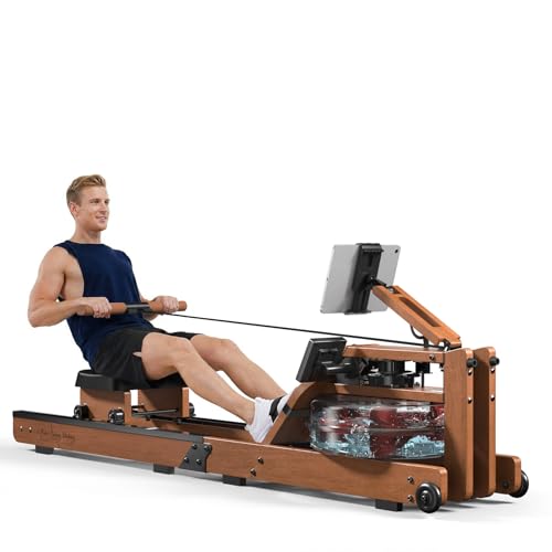 Rowing Machines,Water Rowing Machine for Home with 400LBS Capacity,LCD Monitor,Smooth Glide Rails, Comfortable Seat, Free App(Bluetooth),Water Rower for Immersive Full Body Workout