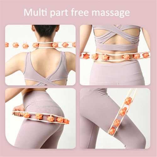 Manual Back Massage Roller Rope, Handheld Massage Ball Roller Anti Cellulite Massage Roller, Fascia Roller Manual Massage Strap for Back Neck Shoulder Waist Leg Muscle Exercise Massage Roller (Pink) - color: Pink