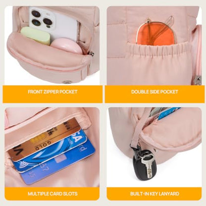 Telena Water Bottle Holder with Strap RFID Crossbody Bags for Women - color: Blush Pink