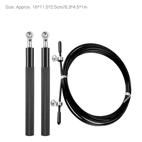 Aluminum Alloy Jump Rope with Ball Bearings – Skipping Rope for Speed Training, Non-Slip Grip and Adjustable PVC Cable - color: Black