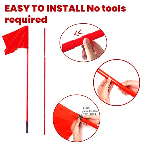 5FT Soccer Corner Flags for Soccer Field Set of 4, With Storage Bag (Red)