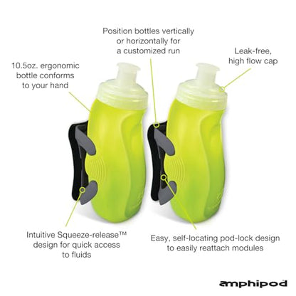 Amphipod RunLite Xtech Hydration System, 2x10.5oz Bottles, Push/Pull Cap - color: Amp Green/Charcoal