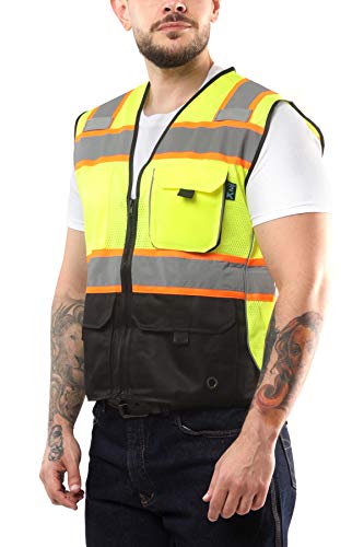 Kolossus High Visibility Safety Vest Front Pockets Silver Orange Reflective Tape for Men and Women Class 2 - size: X-Small