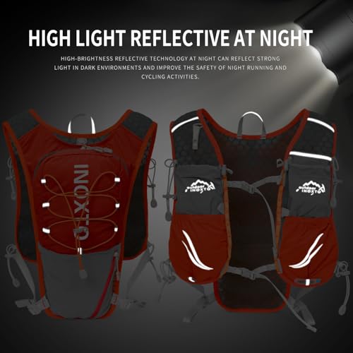 IX INOXTO Running Vest for Women Men, Adjustable Chest Straps Running Hydration Vest with 500ml Soft Flask, Lightweight Breathable Reflective Hydration Backpack for Hiking - color: orange with 500ml