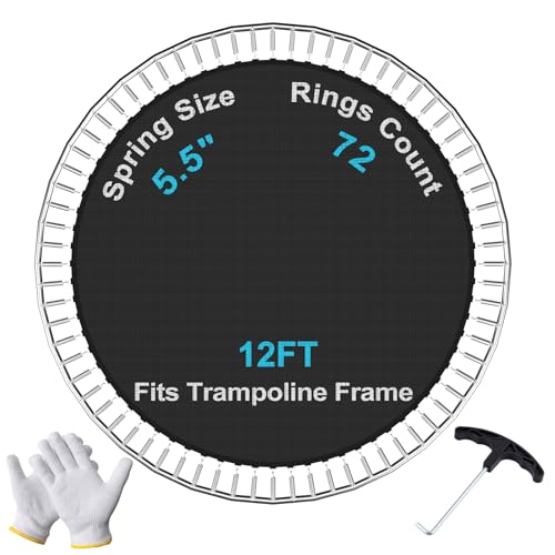 SPORTYOUTH Trampoline Replacement Mat Fits 12ft/14ft/15ft Round Trampoline - size: 12ft | 72Rings | Fits 5.5" Springs