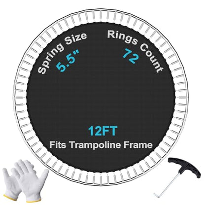 SPORTYOUTH Trampoline Replacement Mat Fits 12ft/14ft/15ft Round Trampoline - size: 12ft | 72Rings | Fits 5.5" Springs