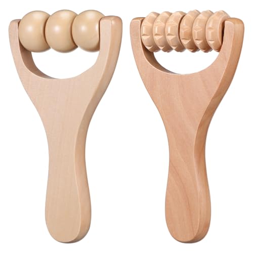 ARTIBETTER Wooden Massage Roller Sticks 2-Pack Handheld Foot Massager Tool Massage Roller for Hands Arms Acupoint Accessory for Neck Shoulder Back Legs Travel Use