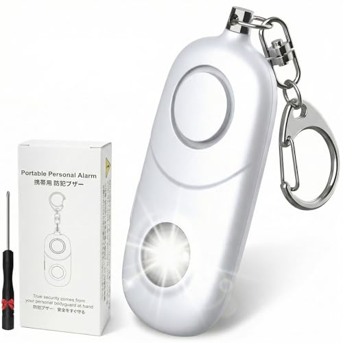 Personal Alarm for Women Keychain Alarm: Qoosea 135dB Emergency Keychain Siren with Strobe Light Loud Siren for Women Kids Students Seniors Emergency Self-Defense for Night Sports - color: White