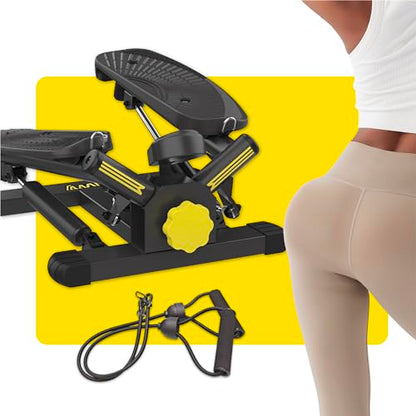 ZIWWVY Stepper Machine with Resistance Bands, Mini Stepper with 300LBS Weight Capacity, Twist Stepper for Full Body Workout, Adjustable Step Height, Smooth and Quiet, Step Machine for Men Women - style: Large Foot Model