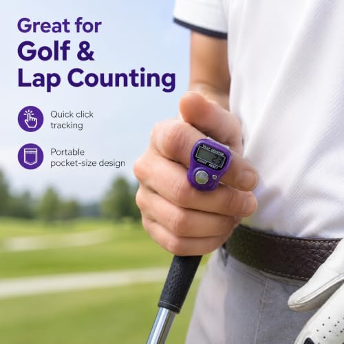 5 Digit LED Digital Row Counter, Handheld Tally Counter with Ring Electronic Click Counter for Golf and Lap Counting - color: Purple