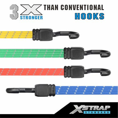 XSTRAP STANDARD 8-Pack Flat Reflective Bungee Cord with Hooks Elastic Strap - color: Reflective